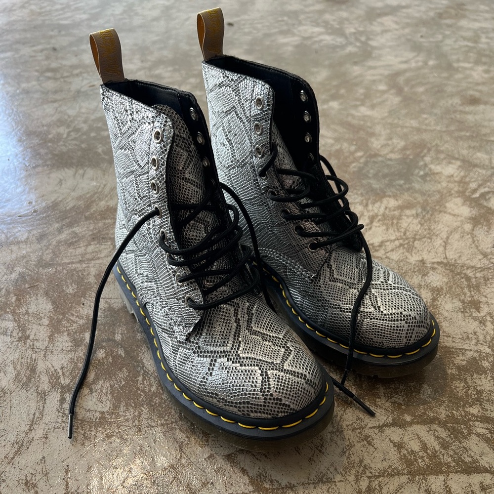 SILVER SNAKE SKIN DOC MARTENS